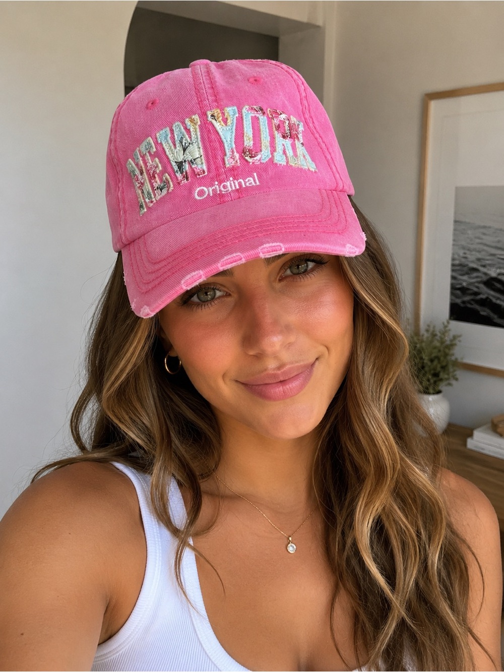 Pink "NEW YORK Original" Embroidered Baseball Cap